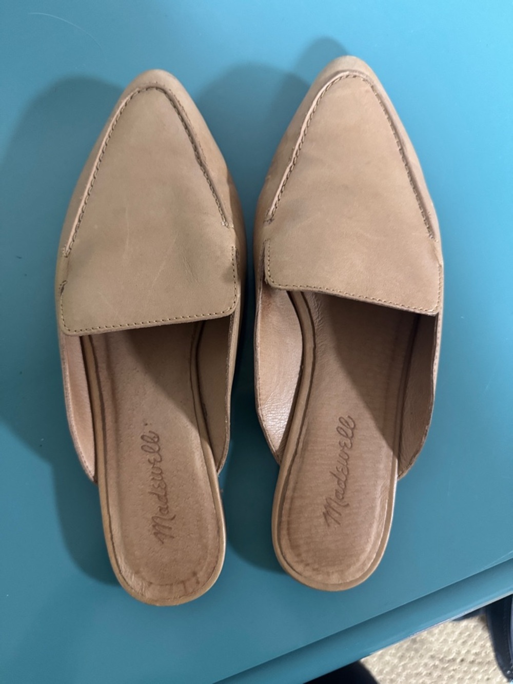 Madewell Tan Leather Pointed-Toe Slip-On Loafers